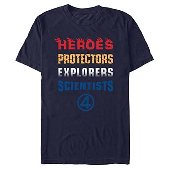 Men's Marvel The Fantastic Four: First Steps Heroes Protectors Explorers Scientists Graphic Tee