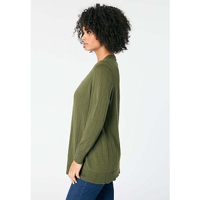 Roaman's Women's Plus Size Drop Needle Cardigan Lightweight Sweater Knit