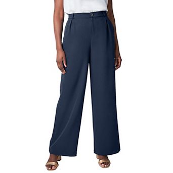 Jessica London Women's Plus Size Bi-Stretch Wide Leg Pant