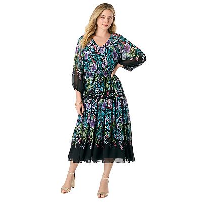 roamans plus size dresses Roaman's Beaded V-Neck 3/4 Sleeve Sleeve Maxi Gown Roamans is the perfect blend of fashion Roaman's Women's Plus Size Georgette