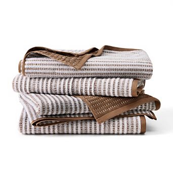Town & Country 4 pc Striped Reversible 100% Cotton Terry Towel Set