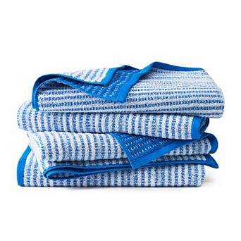 Town & Country 4 pc Striped Reversible 100% Cotton Terry Towel Set