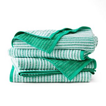 Town & Country 4 pc Striped Reversible 100% Cotton Terry Towel Set