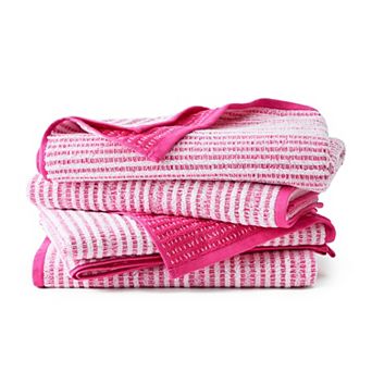 Town & Country 4 pc Striped Reversible 100% Cotton Terry Towel Set