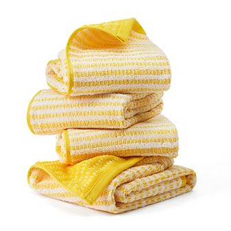 Town & Country 4 pc Striped Reversible 100% Cotton Terry Hand Towel Set