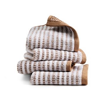 Town & Country 4 pc Striped Reversible 100% Cotton Terry Washcloth Set
