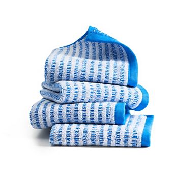 Town & Country 4 pc Striped Reversible 100% Cotton Terry Washcloth Set