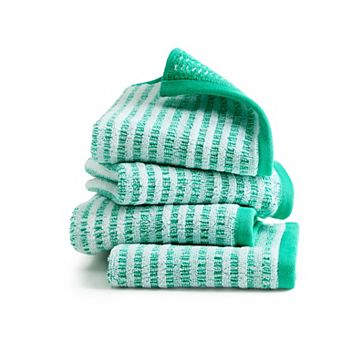 Town & Country 4 pc Striped Reversible 100% Cotton Terry Washcloth Set