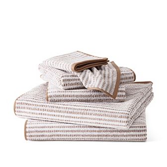 Town & Country 6 pc Striped Reversible 100% Cotton Terry Towel Set