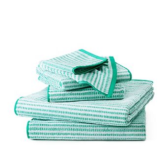 Town & Country 6 pc Striped Reversible 100% Cotton Terry Towel Set