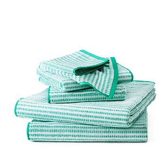 Town & Country 6 pc Striped Reversible 100% Cotton Terry Towel Set