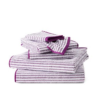 Town & Country 6 pc Striped Reversible 100% Cotton Terry Towel Set