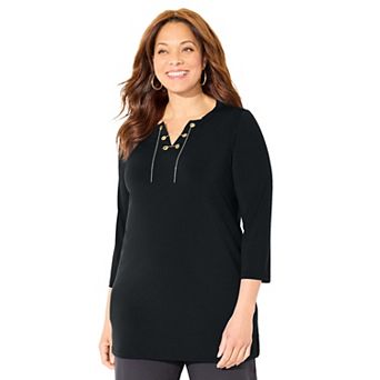 Catherines Women's Plus Size Chain Lace-Up Tunic
