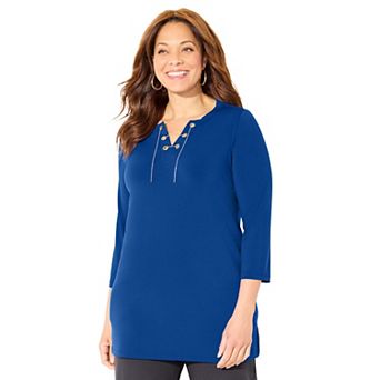 Catherines Women's Plus Size Chain Lace-Up Tunic