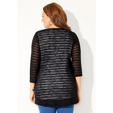 Catherines Women's Plus Size Shadow Stripe Tunic