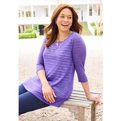 Catherines Women's Plus Size Shadow Stripe Tunic
