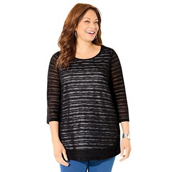 Catherines Women's Plus Size Shadow Stripe Tunic
