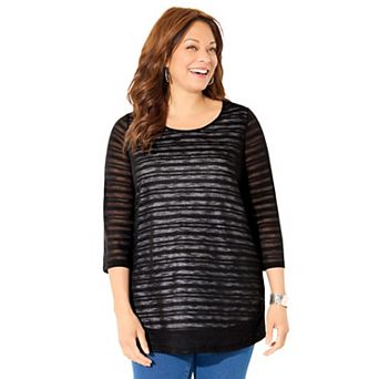 Catherines Women's Plus Size Shadow Stripe Tunic