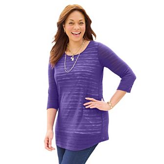 Catherines Women's Plus Size Shadow Stripe Tunic
