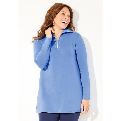 Catherines Women's Plus Size Suprema Studio Half-Zip Grommet Pullover
