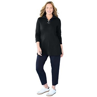 Catherines Women's Plus Size Suprema Studio Half-Zip Grommet Pullover