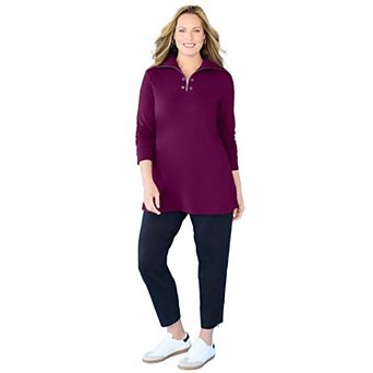 Catherines Women's Plus Size Suprema Studio Half-Zip Grommet Pullover