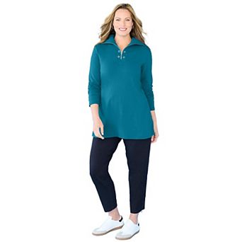 Catherines Women's Plus Size Suprema Studio Half-Zip Grommet Pullover