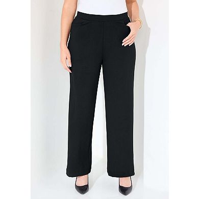 Catherines Women's Plus Size Ponte Wide Leg Pant