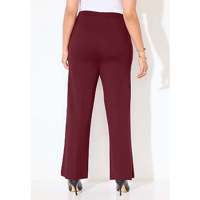 Catherines Women's Plus Size Ponte Wide Leg Pant