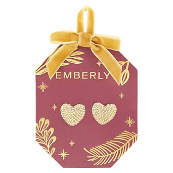 Emberly Gold-Tone Textured Glass Simulated Stone Heart Stud Earrings