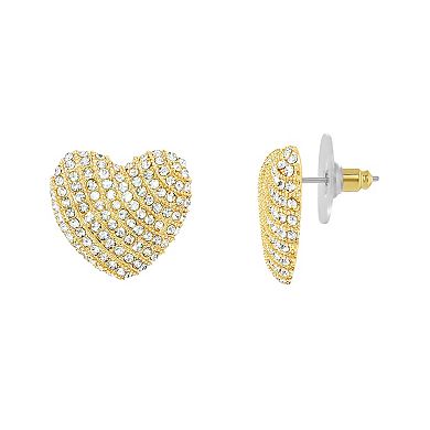 Emberly Gold-Tone Textured Glass Simulated Stone Heart Stud Earrings