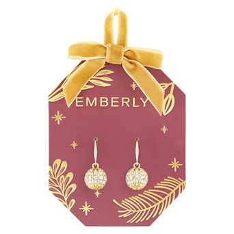 Emberly Gold-Tone Glass Simulated Stone Ball Drop Earrings