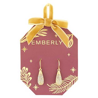 Emberly Gold-Tone Textured Glass Simulated Stone Teardrop Earrings