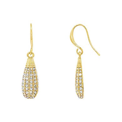 Emberly Gold-Tone Textured Glass Simulated Stone Teardrop Earrings
