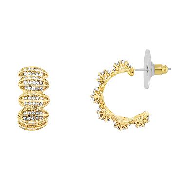 Emberly Textured Glass Simulated Stone C Hoop Earrings