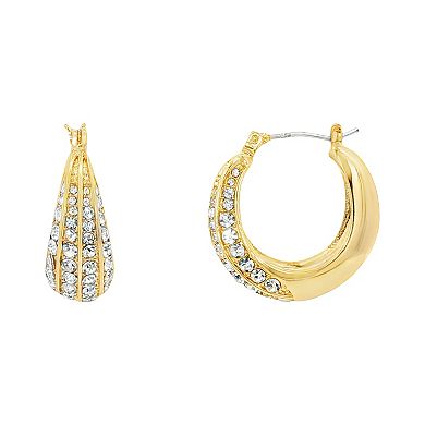 Emberly Gold-Tone Polished Glass Simulated Stone Hoop Earrings