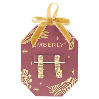 Emberly Gold-Tone Beaded Glass Simulated Stone C Hoop Earrings