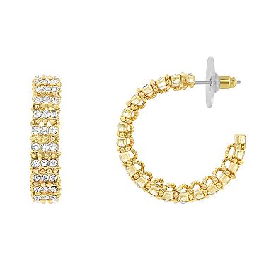 Emberly Gold-Tone Beaded Glass Simulated Stone C Hoop Earrings