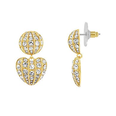 Emberly Gold-Tone Glass Simulated Stone Heart Drop Earrings