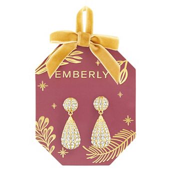 Emberly Gold-Tone Glass Simulated Stone Teardrop Drop Earrings