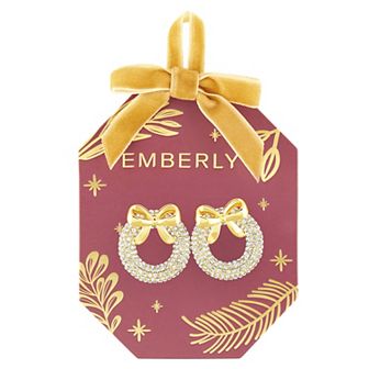 Emberly Christmas Pave Glass Simulated Stone Wreath Earrings