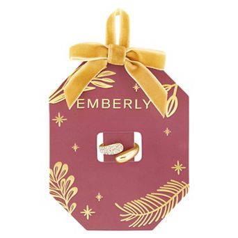 Emberly Gold-Tone Pave Glass Simulated Stone Bypass Ring