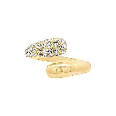 Emberly Gold-Tone Pave Glass Simulated Stone Bypass Ring