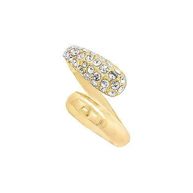 Emberly Gold-Tone Pave Glass Simulated Stone Bypass Ring