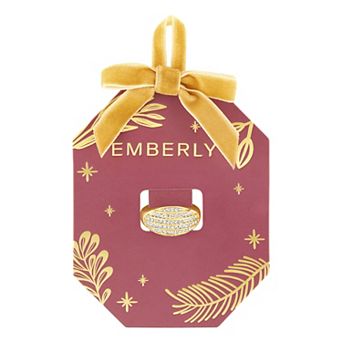 Emberly Gold-Tone Glass Simulated Stone Dome Open Band Ring