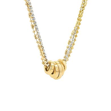 Emberly Gold Tone Sliding Ring & Glass Simulated Stone Multistrand Necklace