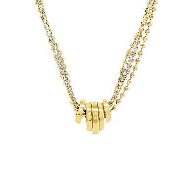Emberly Gold Tone Sliding Ring & Glass Simulated Stone Multistrand Necklace