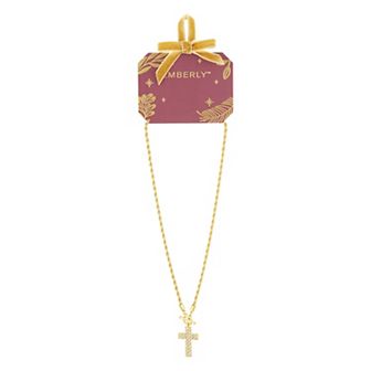 Emberly Beaded Glass Simulated Stone Cross Toggle Necklace