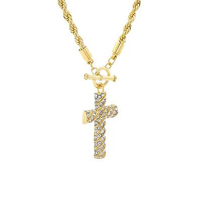 Emberly Beaded Glass Simulated Stone Cross Toggle Necklace Set