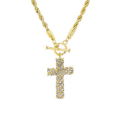 Emberly Beaded Glass Simulated Stone Cross Toggle Necklace Set